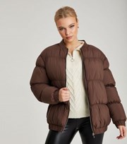 Urban Bliss Dark Brown Oversized Puffer Jacket